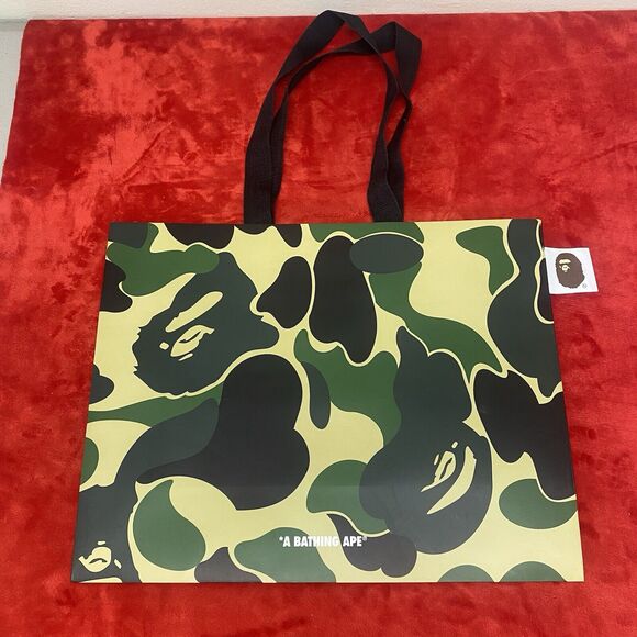 A Bathing Ape Large Shopping Bag Premium Paper Bape Nigo 17.5” Camo Gift Tote - Picture 1 of 14
